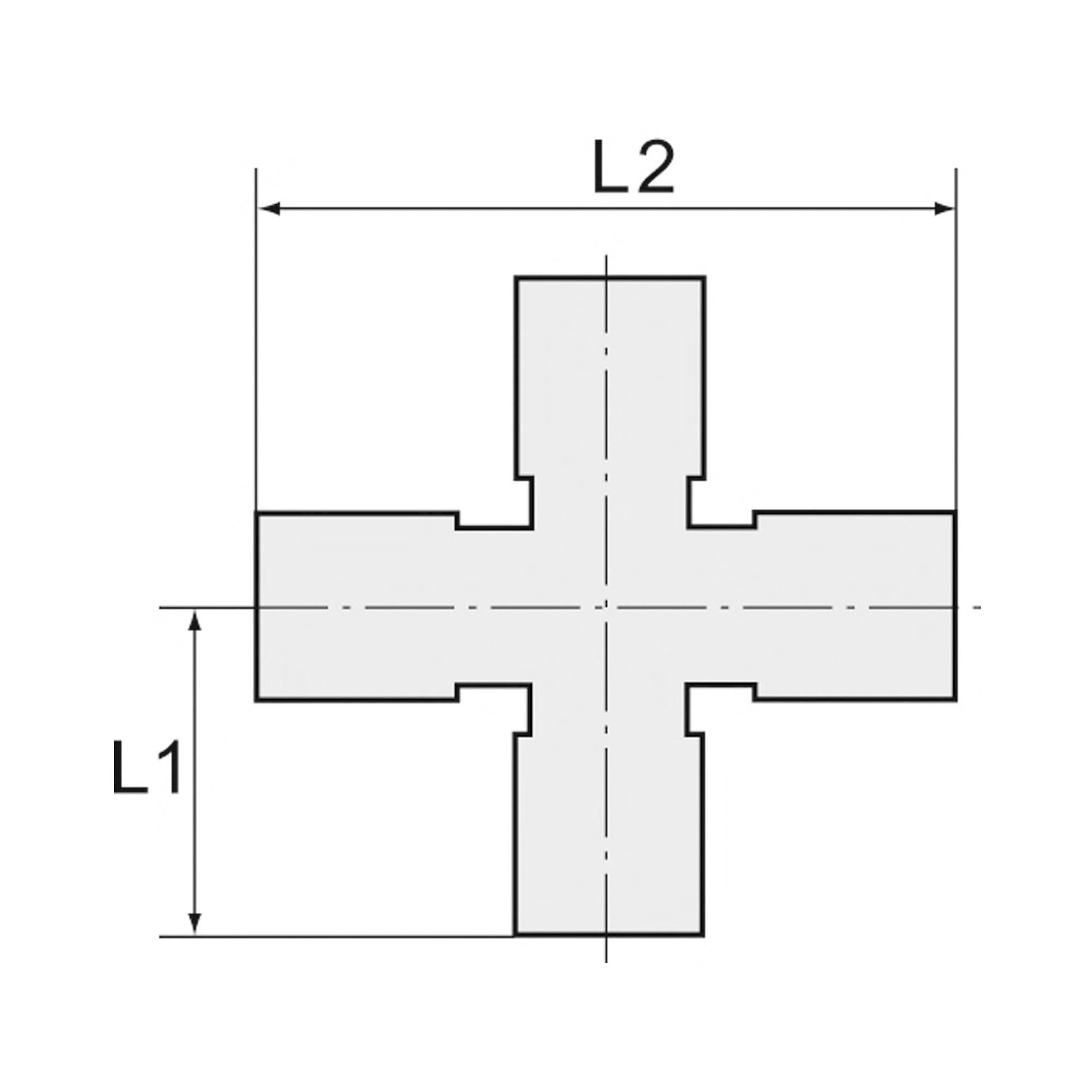 RIEGLER Kreuzstück, 4 x innen, G 1/8, SW 10, Betriebsdruck max. 60 bar, Betriebstemperatur max. 150 °C, Messing vernicke-2