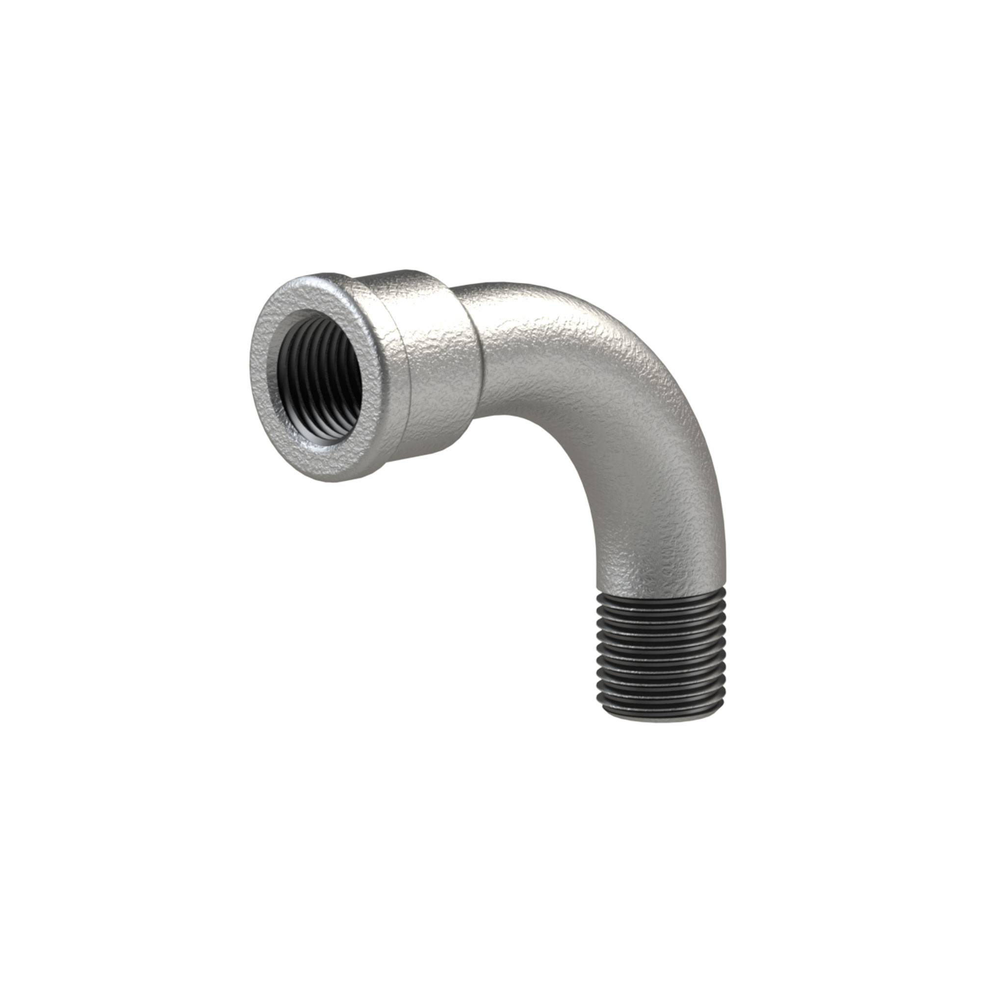 RIEGLER Bogen 1, lang, 90°, IG/AG, Rp/R 2 1/2, Betriebstemperatur -20 °C bis 300 °C, schwarzer Temperguss, feuerverzinkt-0