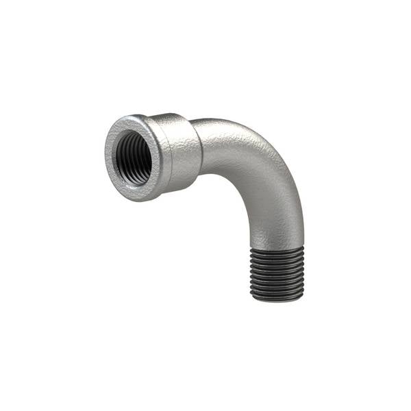 RIEGLER Bogen 1, lang, 90°, IG/AG, Rp/R 1, Betriebstemperatur -20 °C bis 300 °C, schwarzer Temperguss, feuerverzinkt, DI