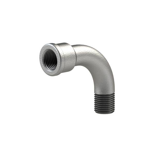 RIEGLER Bogen 1, lang, 90°, IG/AG, Rp/R 2 1/2, Betriebstemperatur -20 °C bis 300 °C, schwarzer Temperguss, feuerverzinkt