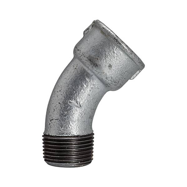 RIEGLER Bogen 40, 45°, IG/AG, Rp/R 3/4, Betriebstemperatur -20 °C bis 300 °C, schwarzer Temperguss, feuerverzinkt, DIN E