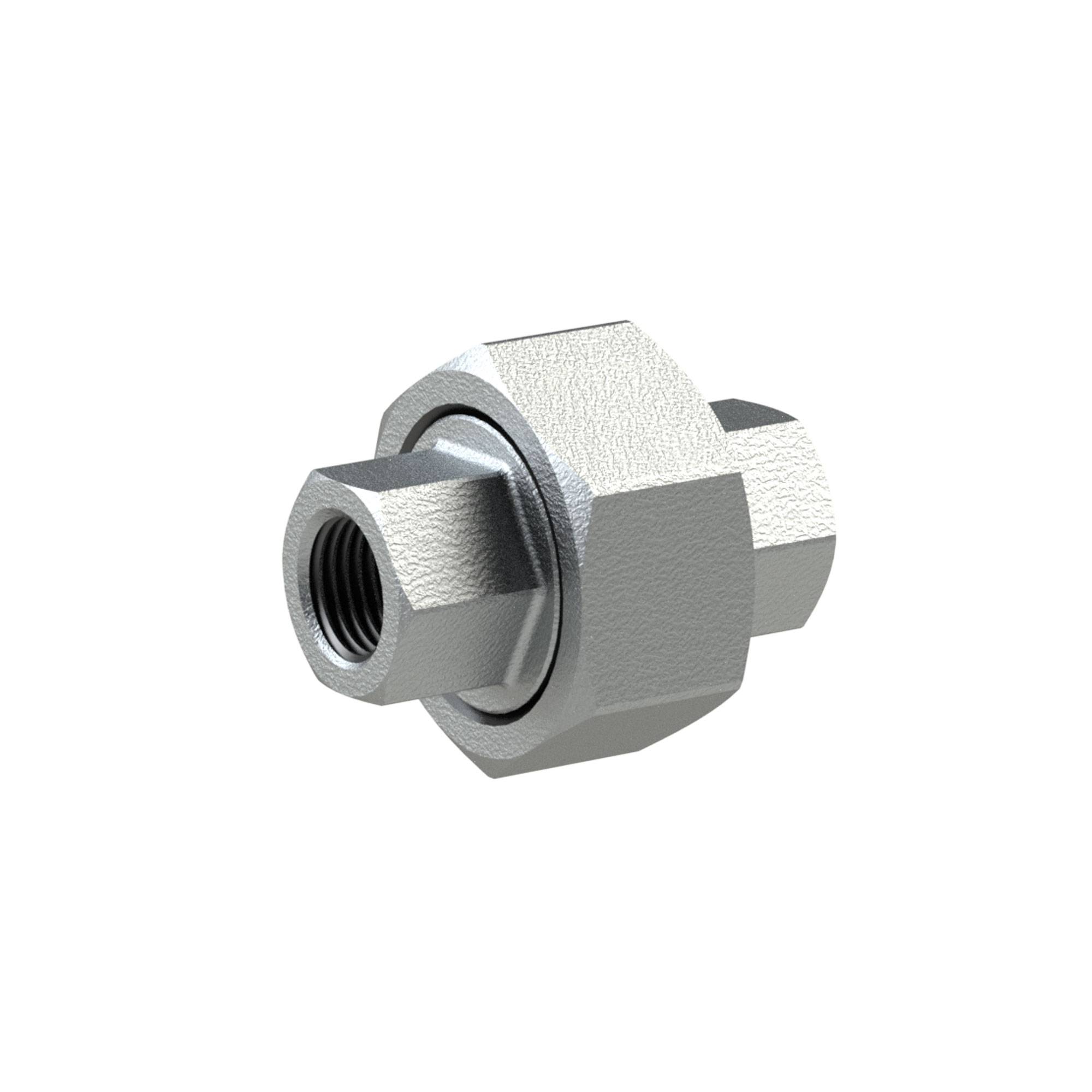 RIEGLER Verschraubung 340, konisch dichtend, IG/IG, Rp/Rp 1 1/2, Betriebstemperatur -20 °C bis 300 °C, schwarzer Temperg-0