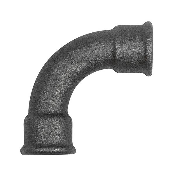 RIEGLER Bogen 2, 90°, lang, Rp 1 1/4 i., Rp 1 1/4 i., Temperguss schwarz, Betriebstemperatur -20 °C bis 300 °C, ISO 7-1.
