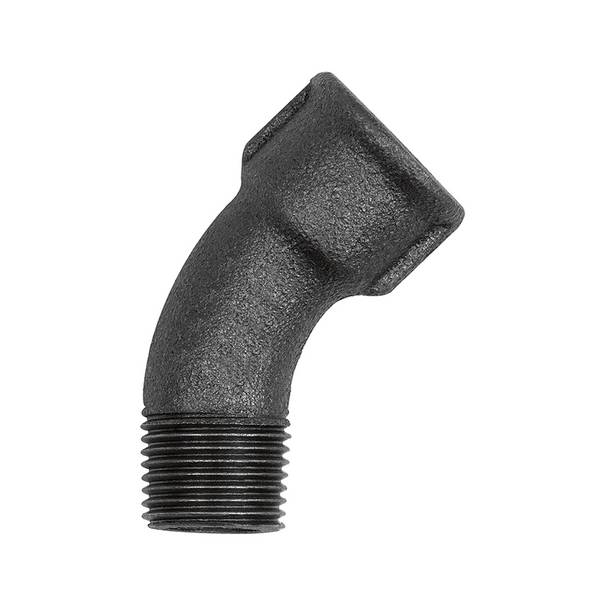 RIEGLER Bogen 40, 45°, Rp 1/2 i., R 1/2 a., Temperguss schwarz, Betriebstemperatur -20 °C bis 300 °C, ISO 7-1.  Nach DIN