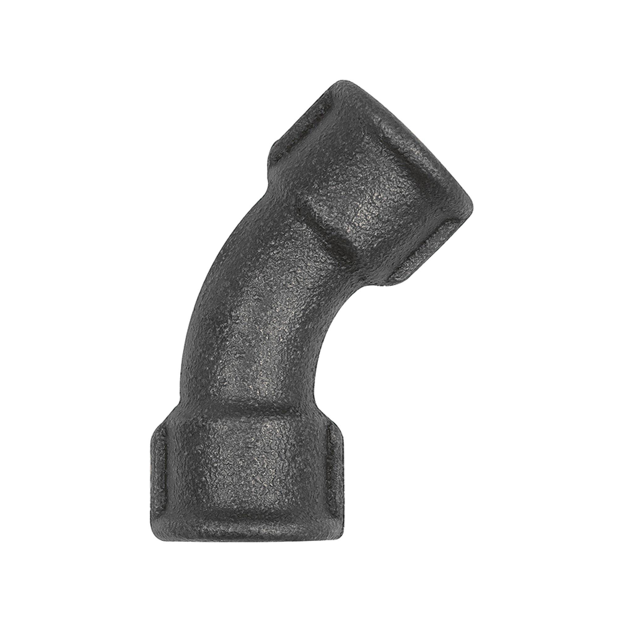 RIEGLER Bogen 41, 45°, Rp 3/8 i., Rp 3/8 i., Temperguss schwarz, Betriebstemperatur -20 °C bis 300 °C, ISO 7-1. Nach DI-0