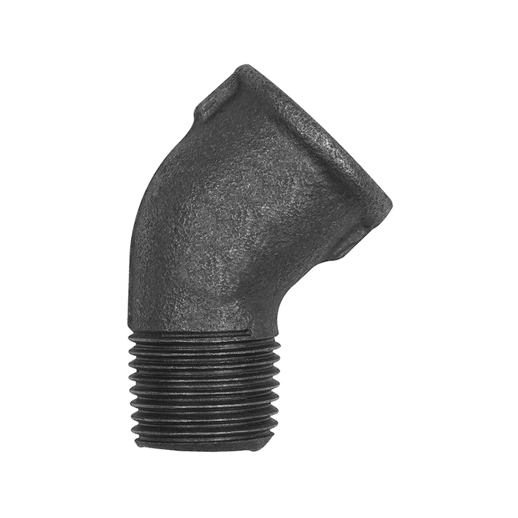 RIEGLER Winkel 121, 45°, Rp 2 i., R 2 a., Temperguss schwarz, Betriebstemperatur -20 °C bis 300 °C, ISO 7-1. Nach DIN E-0