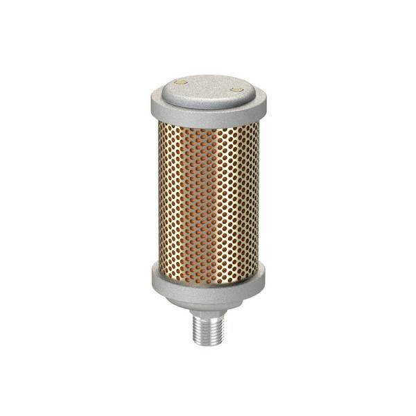 RIEGLER Hochleistungsschalldämpfer, Aluminium, Lochblech Stahl verzinkt, G 1 1/2, Arbeitsdruck 0 - 10 bar, Betriebstemp
