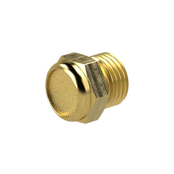 RIEGLER Sinterbronce-Schalldämpfer, flach, G 1/8 a., SW 13 mm, Betriebsdruck 0 - 8 bar, Betriebstemperatur -10 °C bis 25