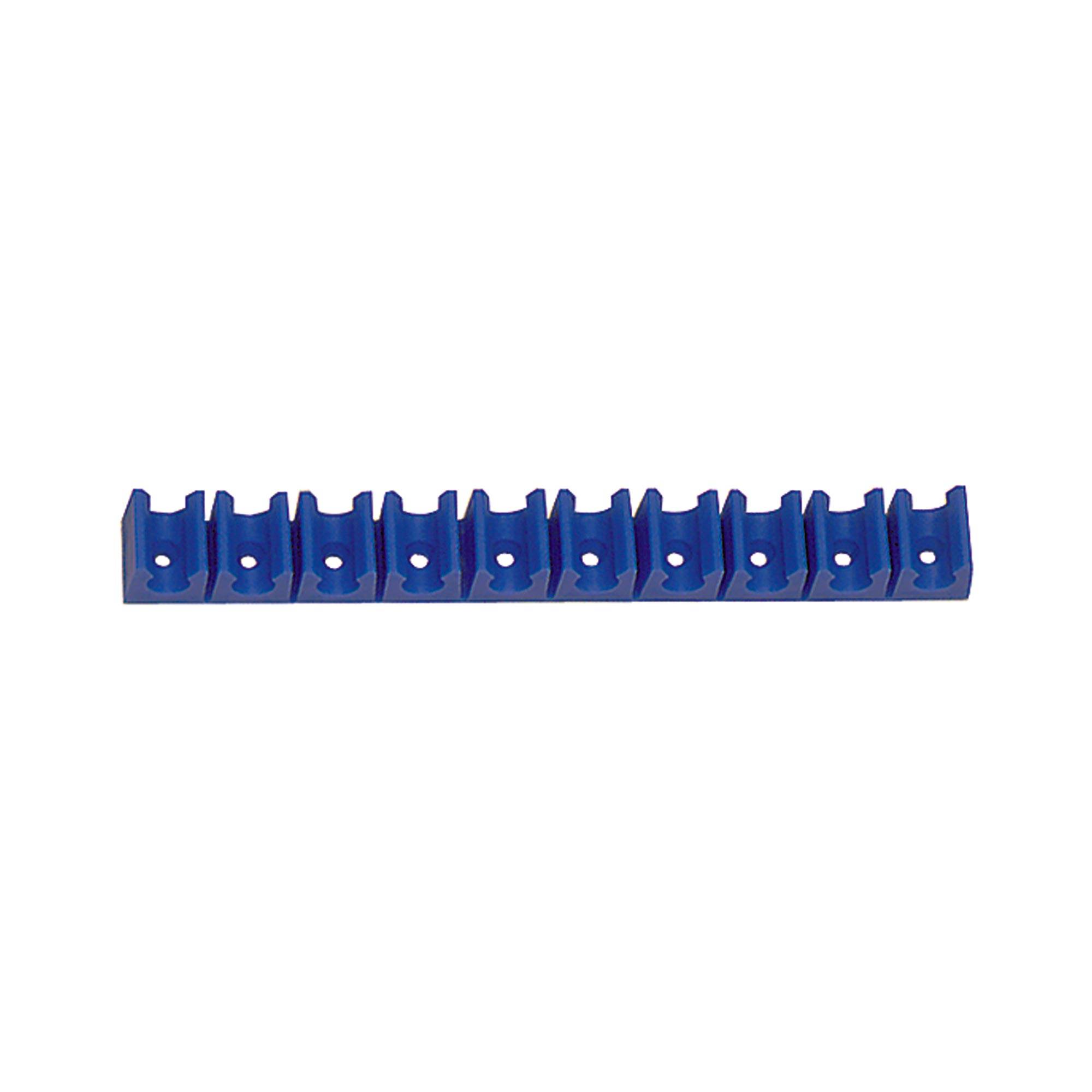 RIEGLER Schlauch-Klemmleiste, Polyethylen, blau, für Schlauch mit Außen-ø 4-5 mm.-0