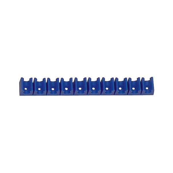 RIEGLER Schlauch-Klemmleiste, Polyethylen, blau, für Schlauch mit Außen-ø 4-5 mm.