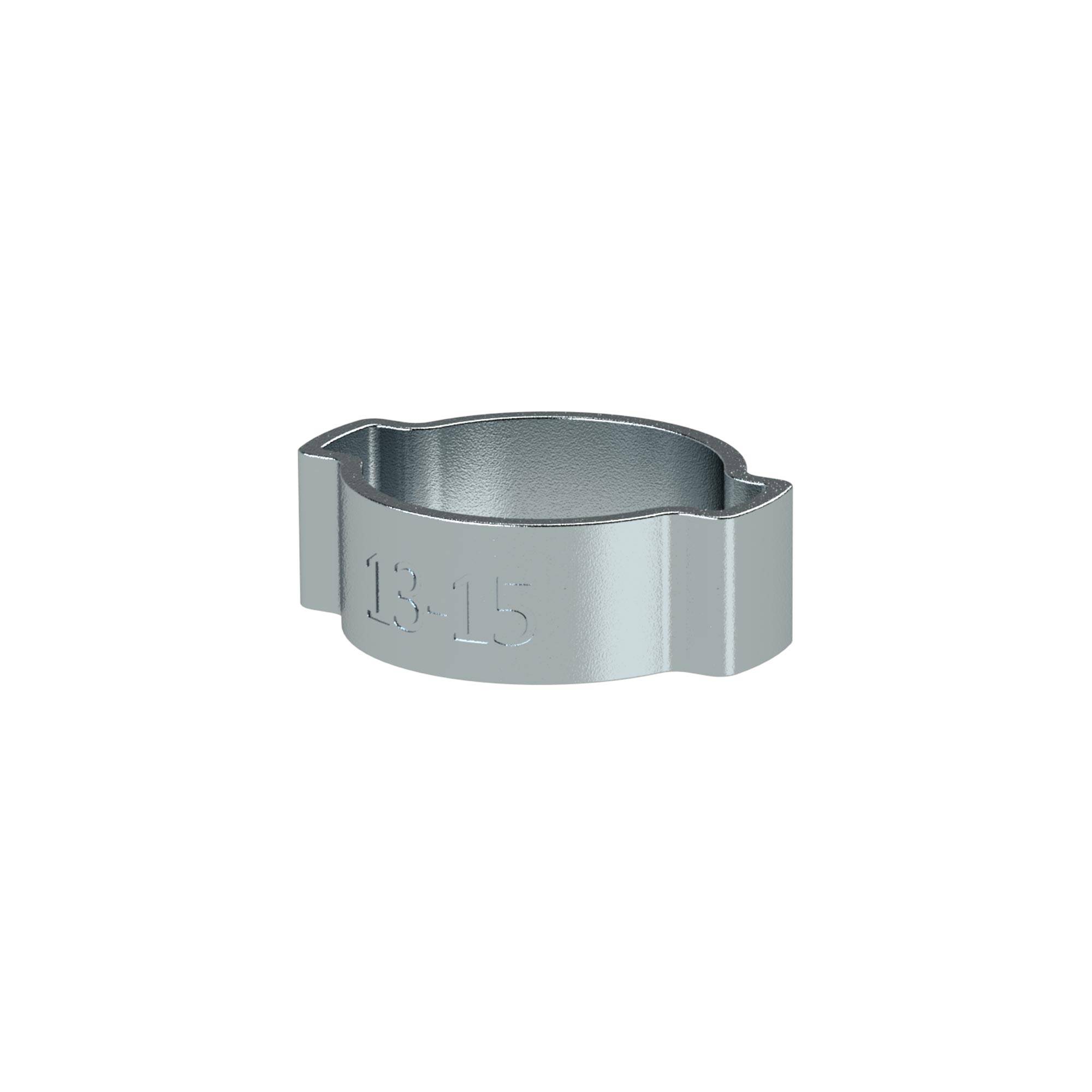 RIEGLER 2-Ohr-Schlauchklemme, Stahl glanzverzinkt (W1), Spannbereich 9,0 - 11,0 mm, Bandbreite 6,5 mm, VPE 10 Stk.. Sch-0
