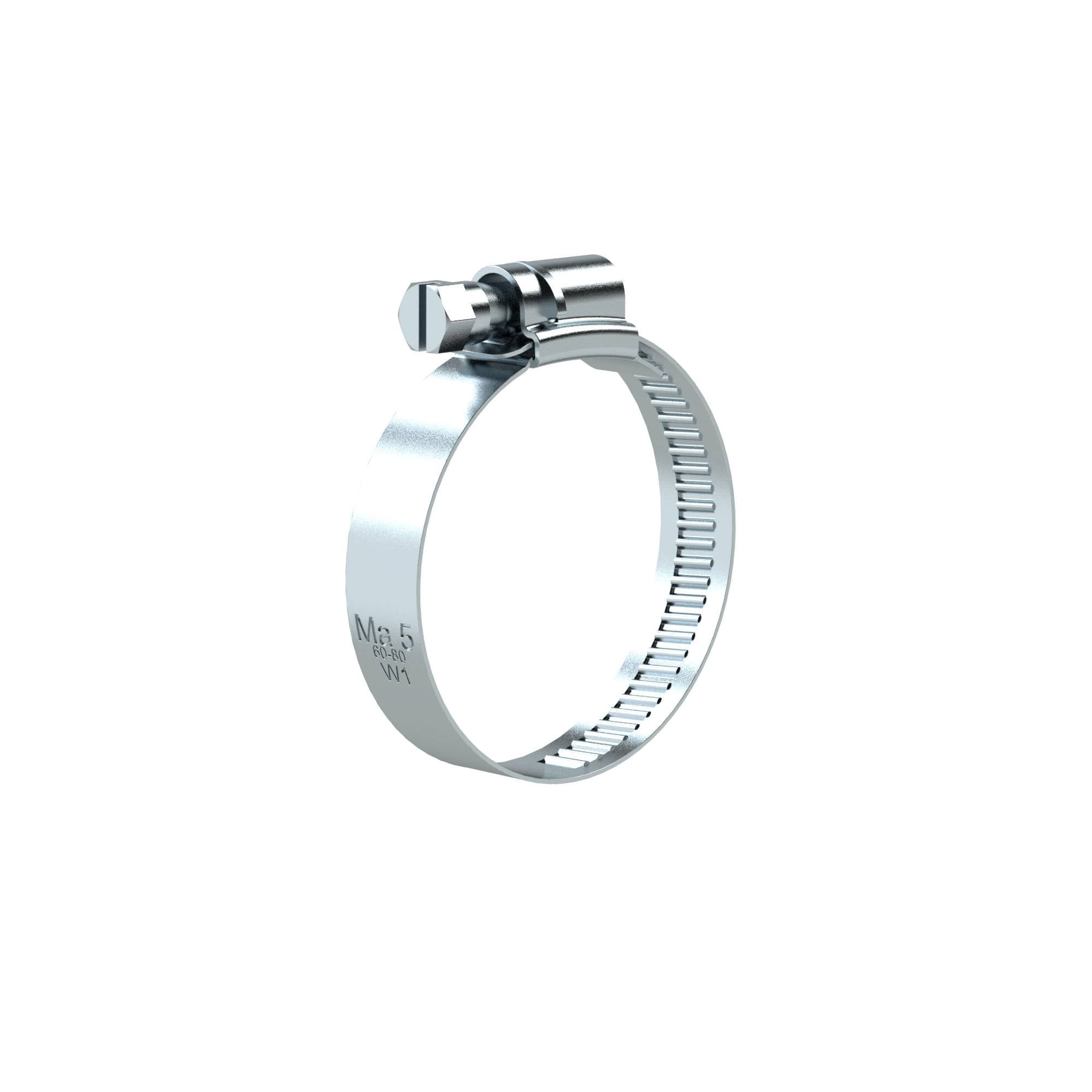 RIEGLER Schneckengewinde-Schlauchschelle, Stahl glanzverzinkt (W1), Spannbereich 90,0 - 120,0 mm, Bandbreite 20,0 mm. I-0