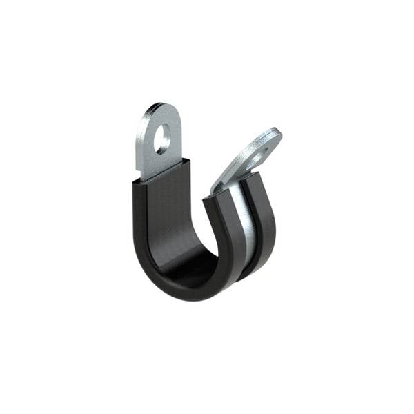 RIEGLER RSGU-Rohrschelle, Stahl verzinkt (W1), mit Gummiprofilierung, nach DIN 3016 Form D1, Spannb. 6,0 mm, Bandb. 12,0