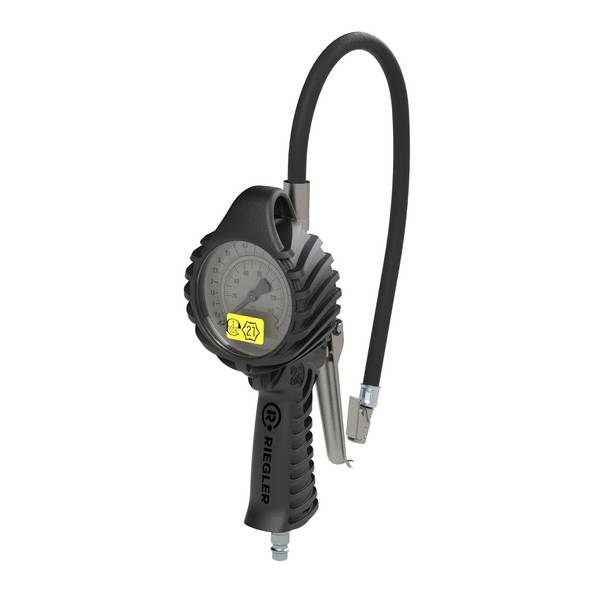 RIEGLER Standard-Handreifenfüllmesser mit Momentstecker, Schlauch drehbar, Mano Ø 80 mm, geeicht, 0 - 12 bar, Stecknippe