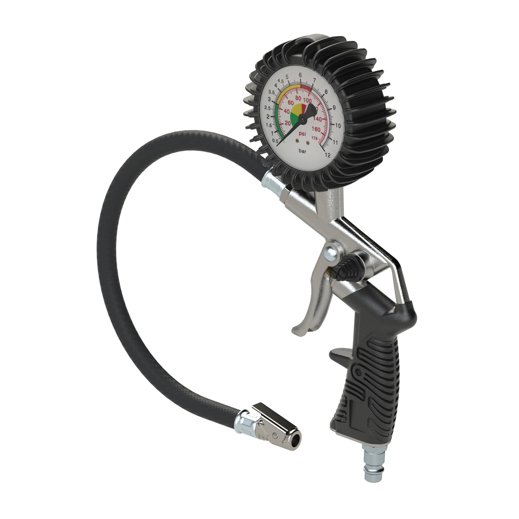 RIEGLER Standard-Handreifenfüllmesser mit Momentstecker, Schlauch starr, Mano Ø 63 mm, ungeeicht, 0-12 bar/170 psi, Stec-0