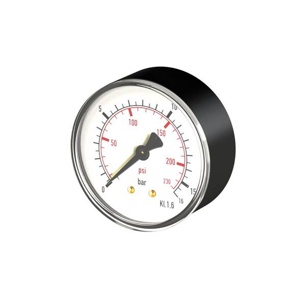 RIEGLER Standardmano. »pressure line«, Kunststoffgeh., Anschluss hinten zentr., G 1/4, Güteklasse 2,5, Messber. 0 - 1,0