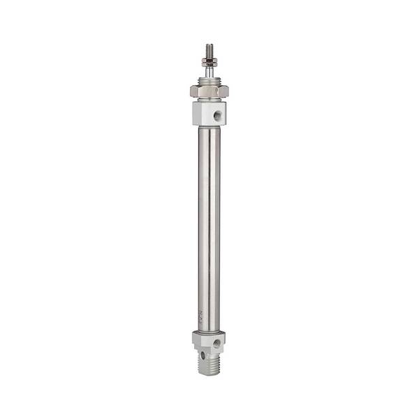 RIEGLER Rundzylinder »MI« ISO 6432, doppeltwirk. Magnet, Kolben-Ø 10, Hub 15, Anschluss M5x0,8, Arbeitsdr. 1-10 bar, Tem