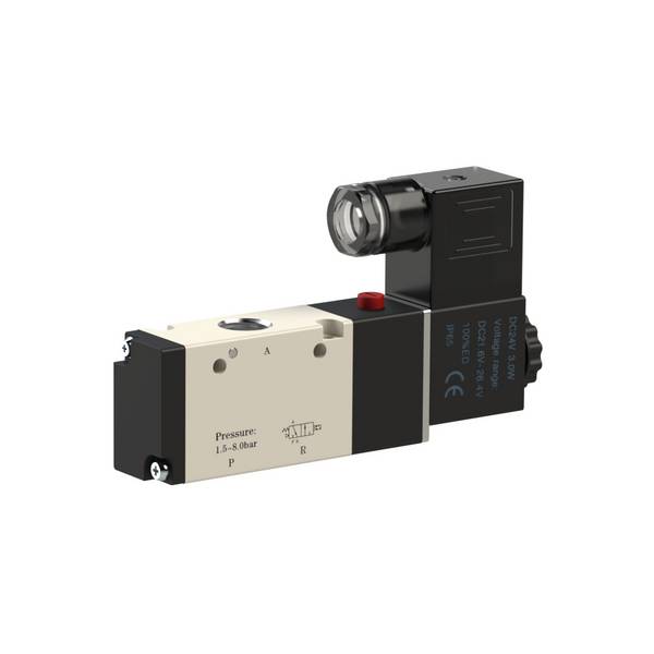 RIEGLER 3/2-Wegeventil, elektropneumatisch, »3V«, monostabil, NC, G 1/8, 24 V DC, Betriebsdruck 1,5-8 bar, Temp. -20°C b