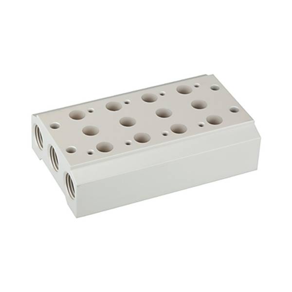 RIEGLER Mehrfach-Grundplatte für 5/2-5/3-Wegeventile pneumatisch/elektropneumatisch, 5 Ventilpositionen, Ventile Anschlu