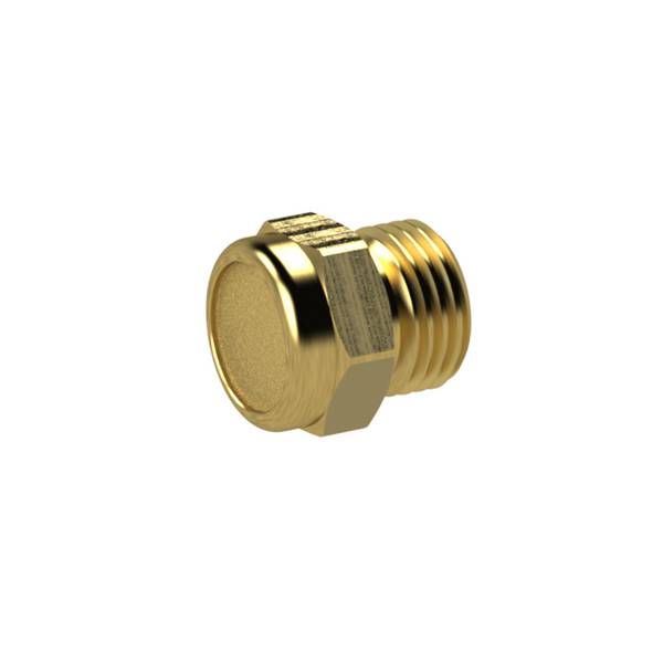 RIEGLER Sinterbronce-Schalldämpfer »value line« flach, Sechskant/Gewinde MS, G 1/2, Betriebsdr. max. 10 bar, Betriebstem