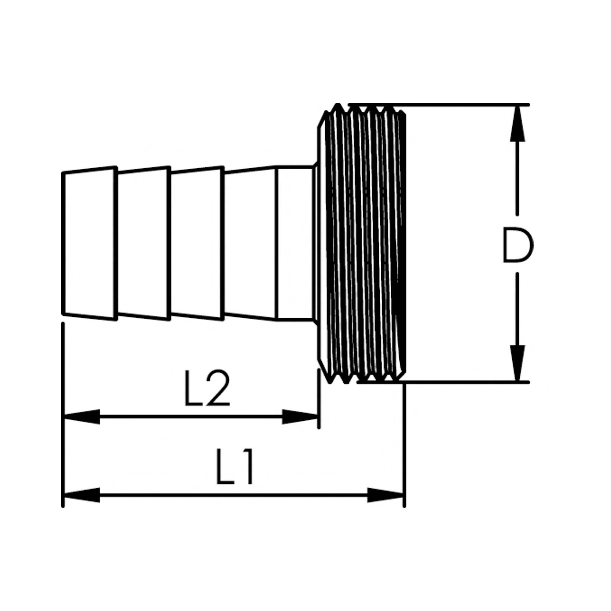 RIEGLER 1/3 Schlauchverschraubung G 3/4 x 19 mm, flachdichtend, ohne Bund, leichte Ausführung, Messing blank.-1