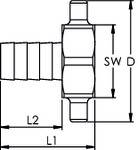 RIEGLER 2/3 Schlauchverschraubung, G 1/2 x 13 mm, Überwurfmutter, leichte CH Ausführung, Messing blank.-1