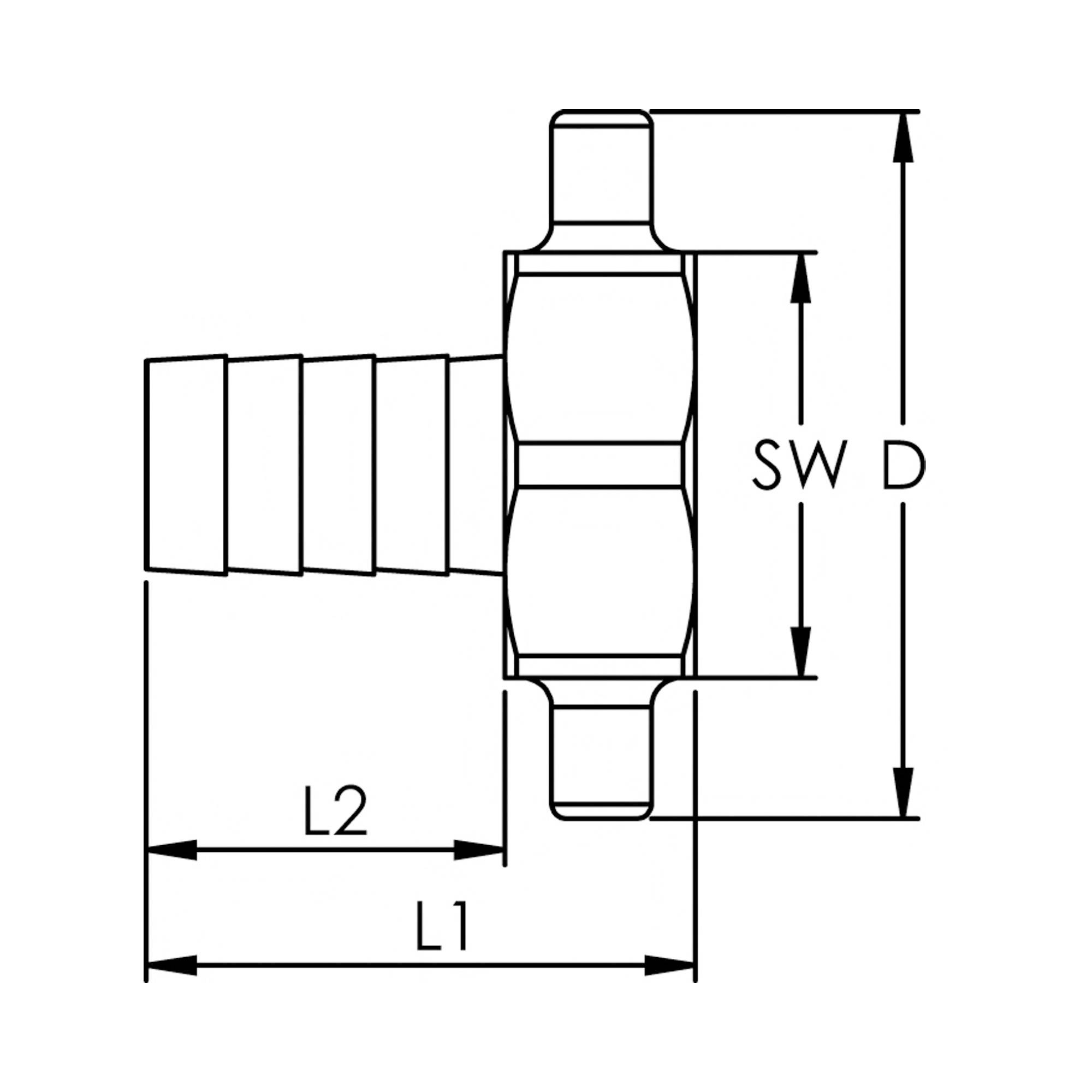 RIEGLER 2/3 Schlauchverschraubung, G 1/2 x 13 mm, Überwurfmutter, leichte CH Ausführung, Messing blank.-2