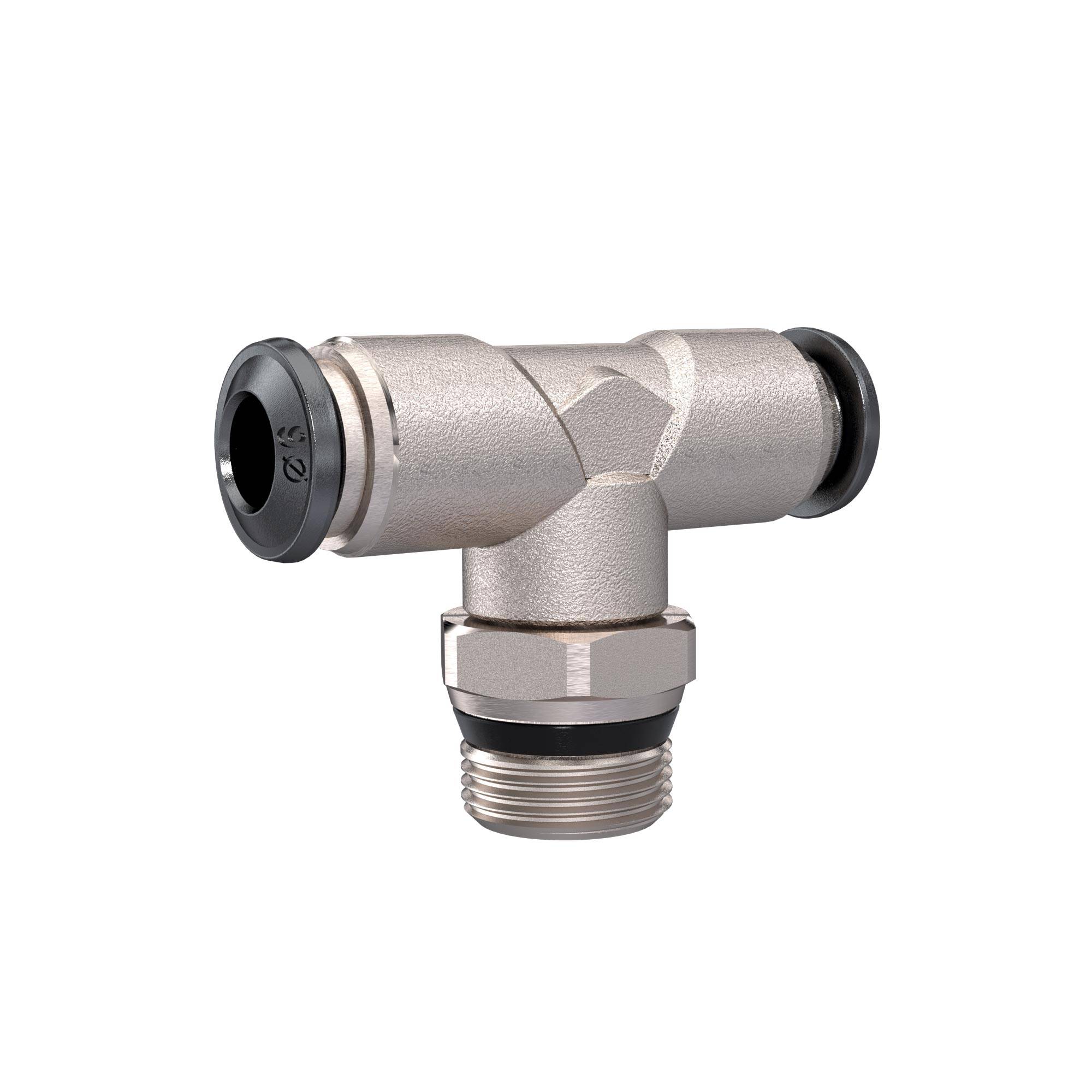RIEGLER T-Steckverschraubung »universal short«, drehbar, 1/4, Schl-A-Ø 8, konisch dichtend, Arbeitsdruck -0,99 bis 20 ba-0