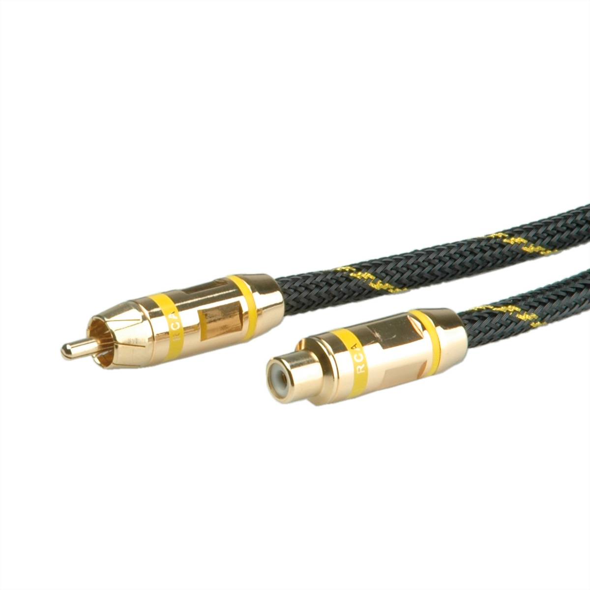 ROLINE GOLD Cinch-Verlängerungskabel simplex ST/BU, gelb, 2,5 m-1