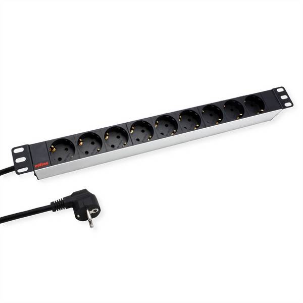 ROLINE 19-Zoll-Steckdosenleiste 9fach, silberfarben, 2 m