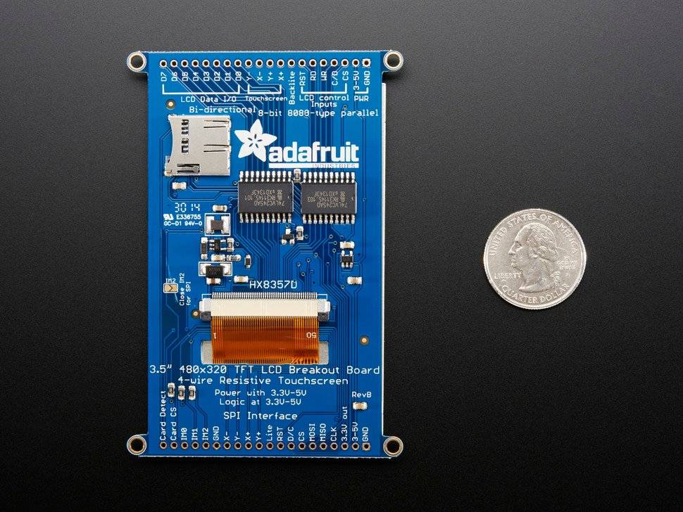 Adafruit 3.5inch TFT 320x480 Touchscreen Breakout Board with MicroSD Socket 2050-1