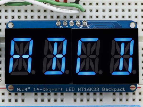 Adafruit Quad Alphanumeric Display - Blue 0.54" Digits w I2C Backpack
