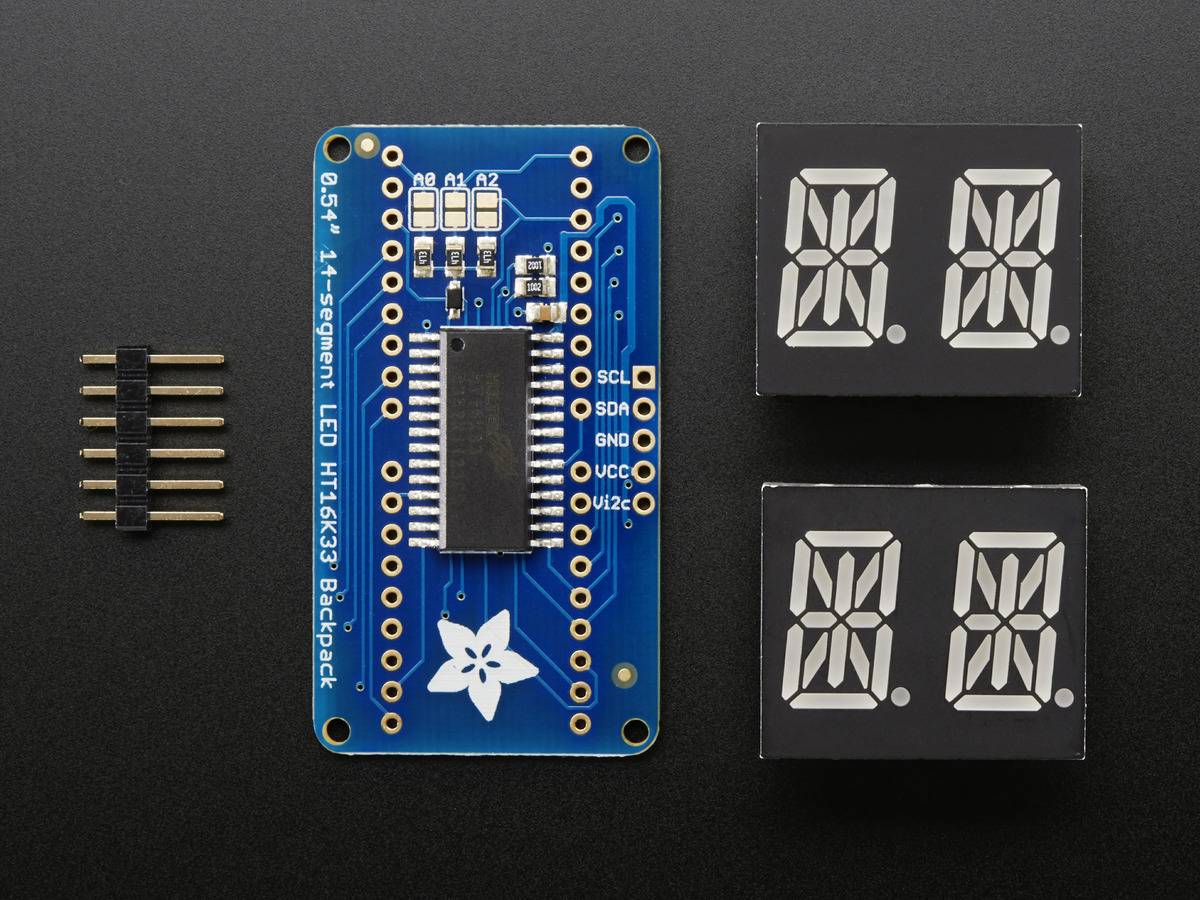 Adafruit Quad Alphanumeric Display - Blue 0.54" Digits w I2C Backpack-1