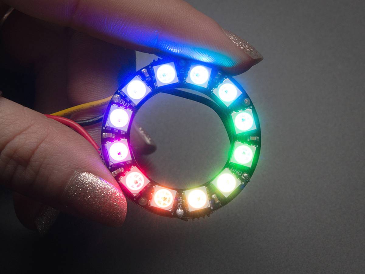 Adafruit NeoPixel Ring - 12 x 5050 RGB LED with Integrated Drivers 1643-0