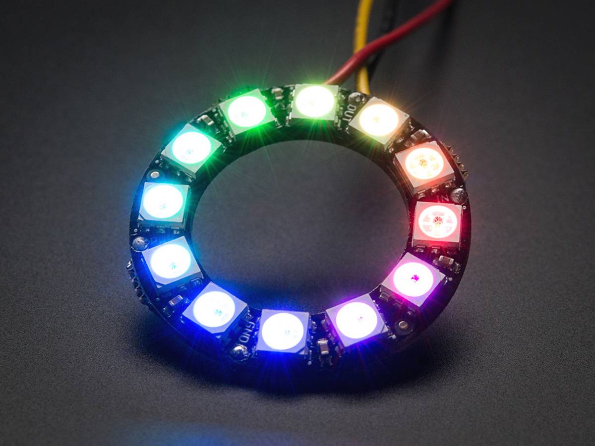 Adafruit NeoPixel Ring - 12 x 5050 RGB LED with Integrated Drivers 1643-1