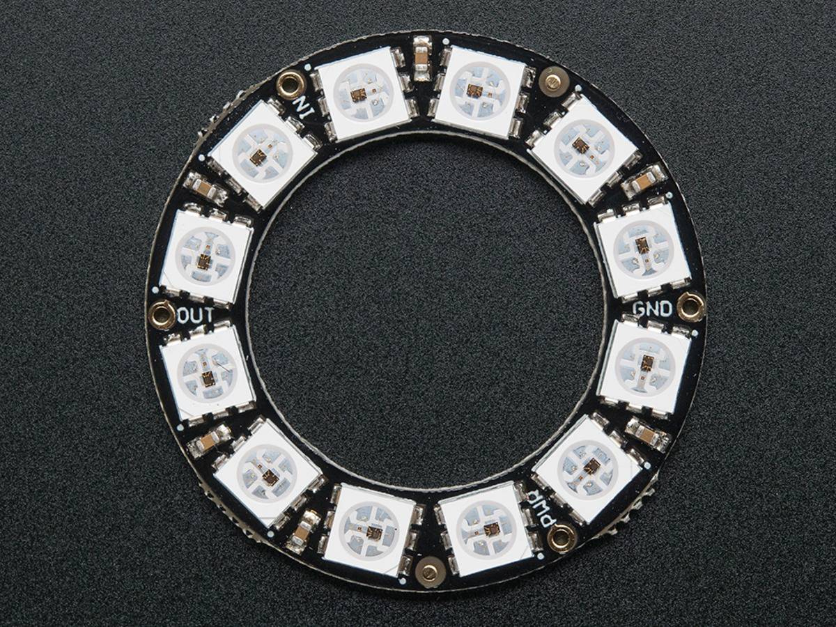 Adafruit NeoPixel Ring - 12 x 5050 RGB LED with Integrated Drivers 1643-2