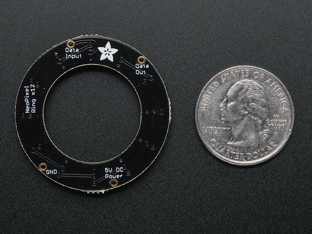 Adafruit NeoPixel Ring - 12 x 5050 RGB LED with Integrated Drivers 1643-3