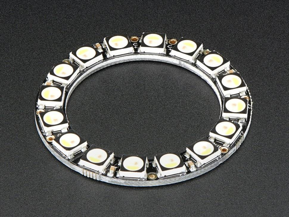 Adafruit NeoPixel Ring 16x 5050 RGBW LEDs Integrated Drivers Warm White ~3000K-0