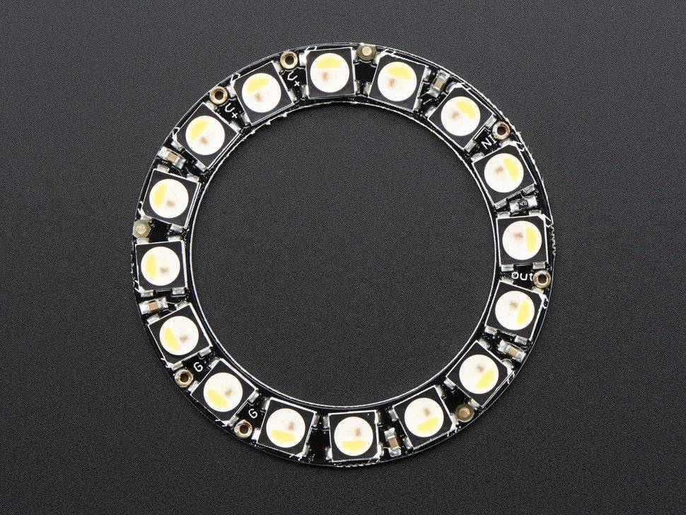 Adafruit NeoPixel Ring 16x 5050 RGBW LEDs Integrated Drivers Warm White ~3000K-1