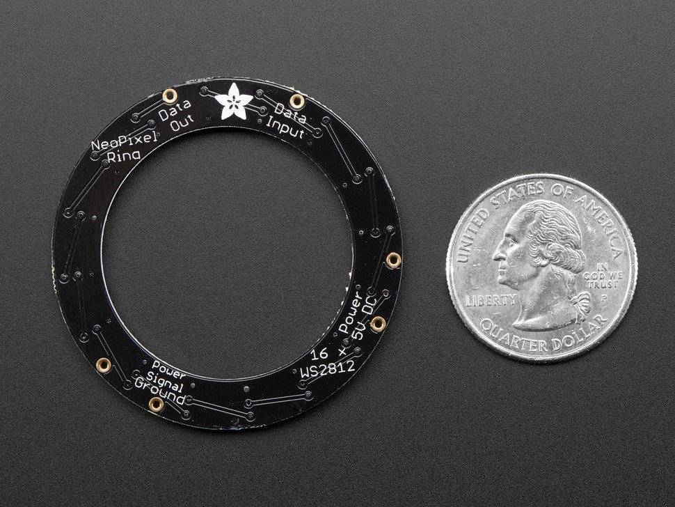Adafruit NeoPixel Ring 16x 5050 RGBW LEDs Integrated Drivers Warm White ~3000K-2