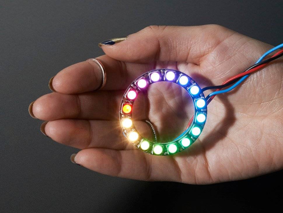 Adafruit NeoPixel Ring 16x 5050 RGBW LEDs Integrated Drivers Warm White ~3000K-3