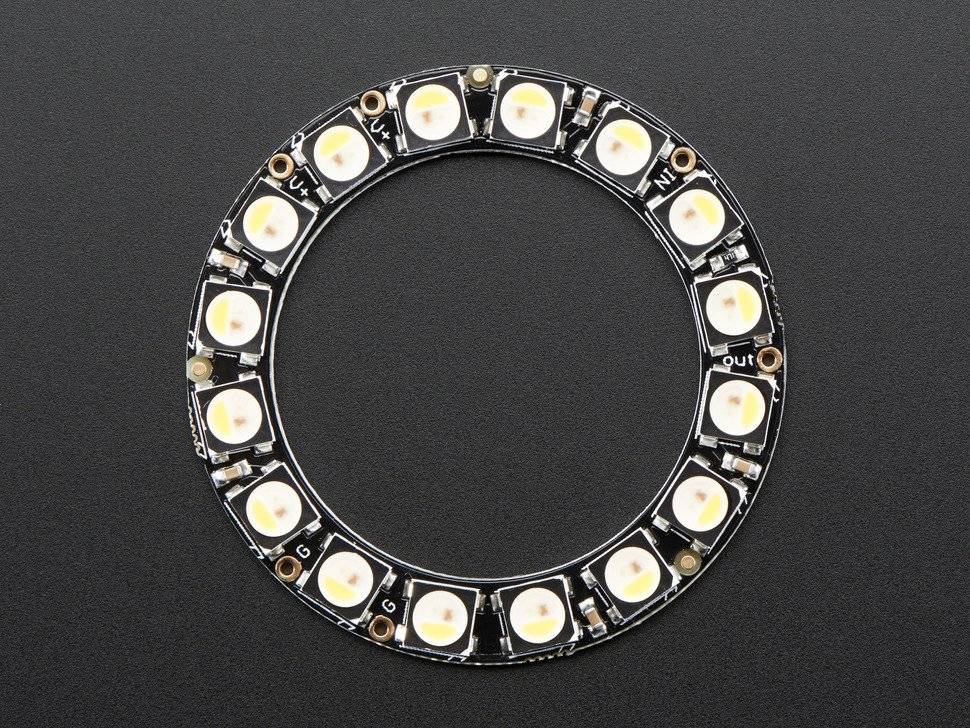 Adafruit NeoPixel Ring 16x 5050 RGBW LEDs Integrated Drivers Natural White 4500K-1