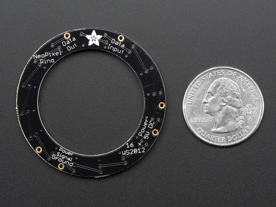 Adafruit NeoPixel Ring 16x 5050 RGBW LEDs Integrated Drivers Natural White 4500K-2