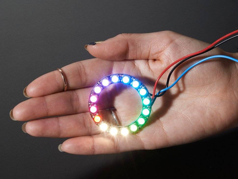 Adafruit NeoPixel Ring 16x 5050 RGBW LEDs Integrated Drivers Natural White 4500K-3