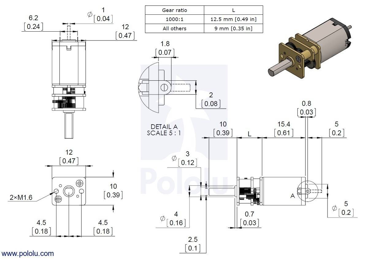 Pololu 50:1 Micro Metal Gearmotor HPCB 6V brushed DC motor 650RPM-1