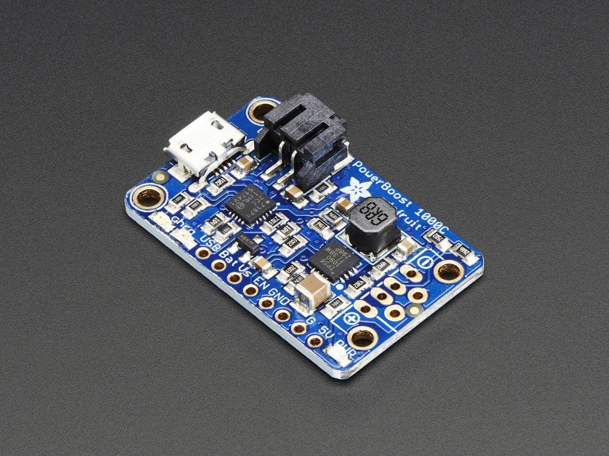 Adafruit PowerBoost 1000 Charger - Rechargeable 5V Lipo USB Boost @ 1A - 1000C for 3.7V LiIon/LiPoly Battery 2465-0