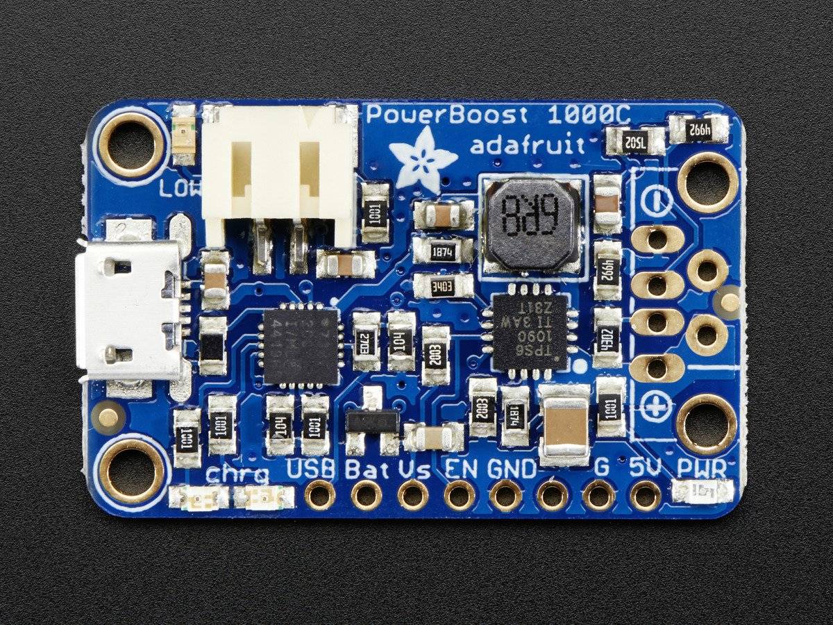 Adafruit PowerBoost 1000 Charger - Rechargeable 5V Lipo USB Boost @ 1A - 1000C for 3.7V LiIon/LiPoly Battery 2465-2