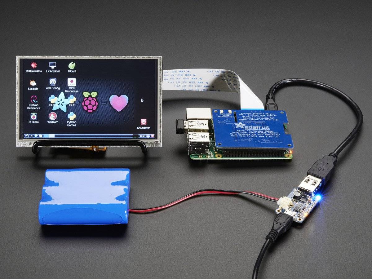 Adafruit PowerBoost 1000 Charger - Rechargeable 5V Lipo USB Boost @ 1A - 1000C for 3.7V LiIon/LiPoly Battery 2465-4