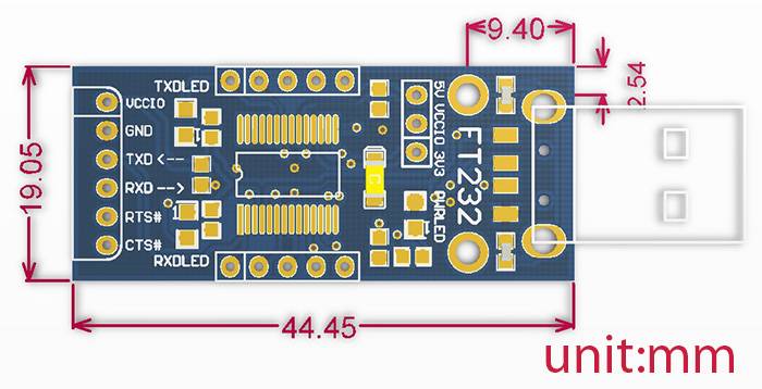 Waveshare FTDI FT232 USB UART Board (Type A) USB TO UART solution with USB Type A connector-6