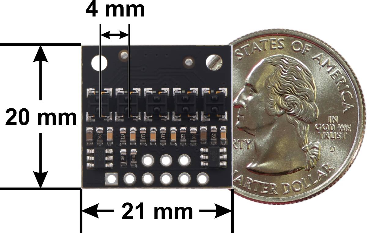 Pololu QTRX-HD-05RC Reflectance Sensor Array: 5-Channel, 4mm Pitch, RC Output, Low Current-3